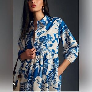 Anthropologie Maeve Bettina tiered shirt dress